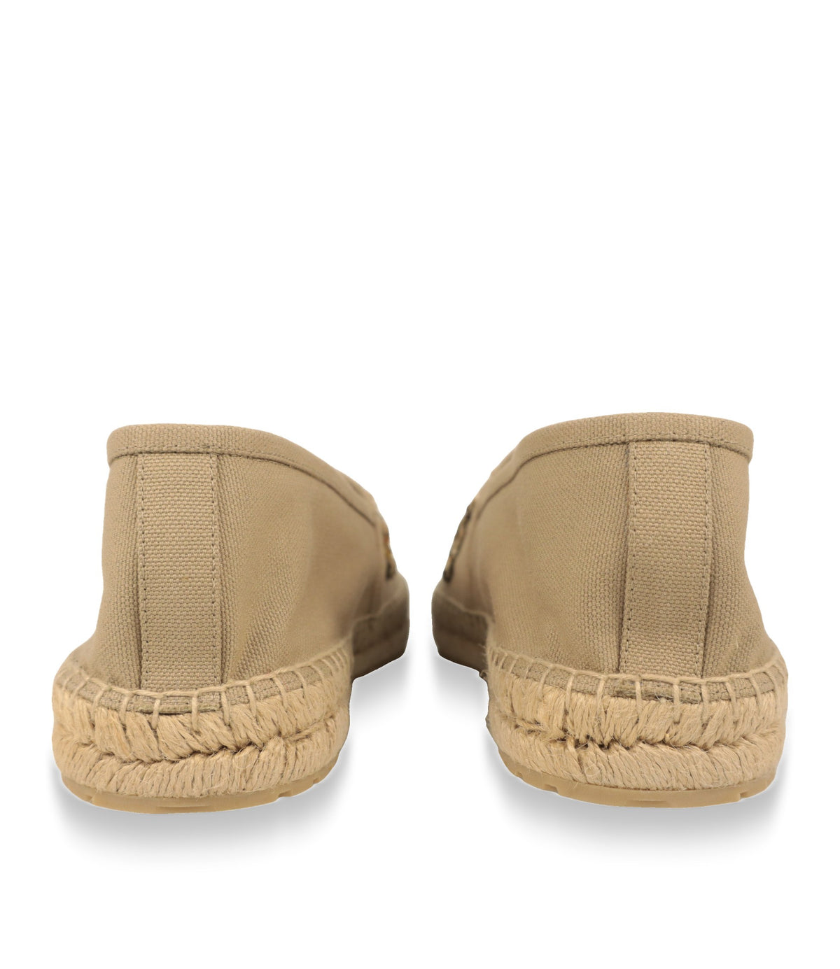 Dolce & Gabbana Espadrilles beige, Rückansicht mit geflochtenem Bastrand und Gummilaufsohle