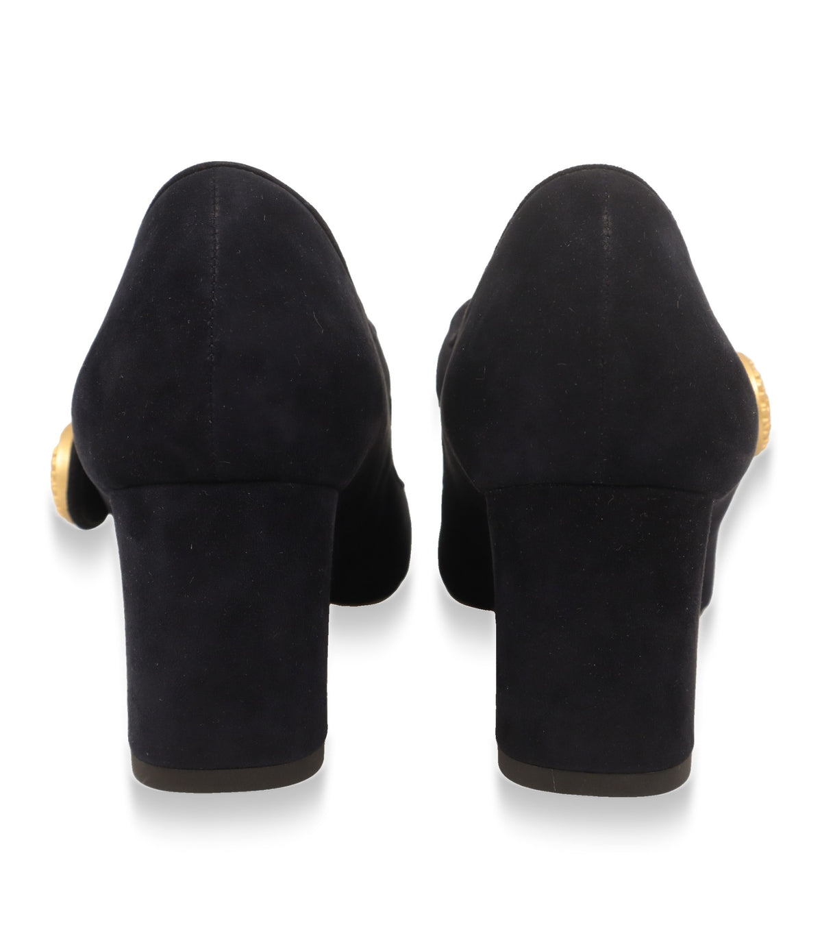 Dolce & Gabbana Mary Jane Schuhe von hinten mit markantem Blockabsatz aus Veloursleder