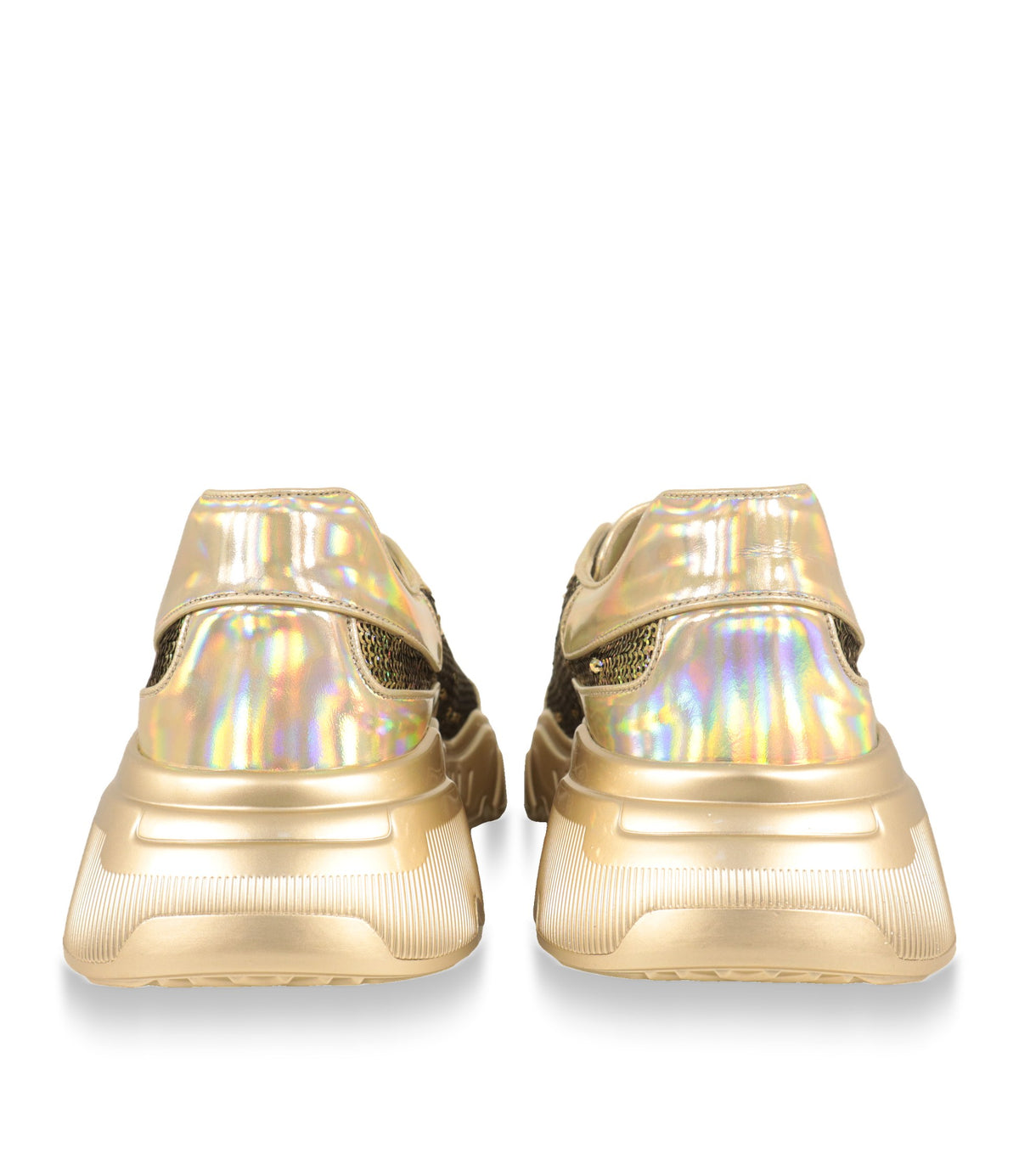 Dolce & Gabbana Sneaker Gold, Rückansicht mit holografischer Fersenkappe