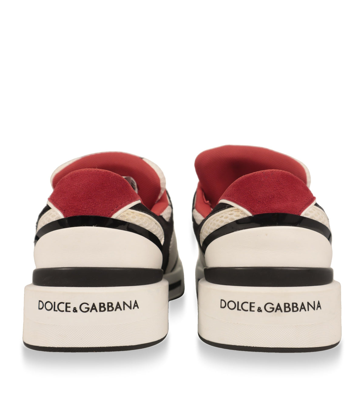 Dolce & Gabbana Sneaker Rückansicht mit Logo-Prägung auf der weißen Gummisohle