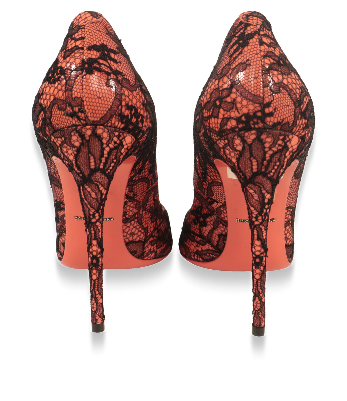 Dolce & Gabbana Pumps Rückansicht mit spitzenbezogenem Stiletto-Absatz