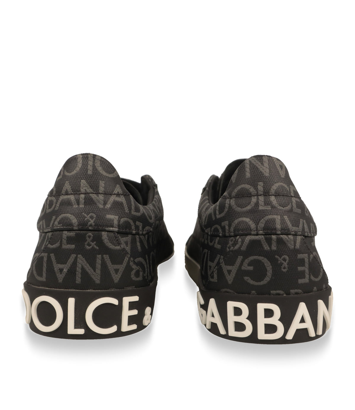 Dolce & Gabbana Sneaker Rückansicht mit weißem Logo-Schriftzug auf schwarzer Sohle