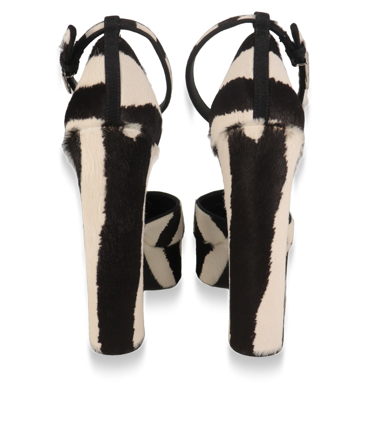 Dolce & Gabbana Plateau-Pumps Zebra-Ponyfell von hinten, hoher Blockabsatz