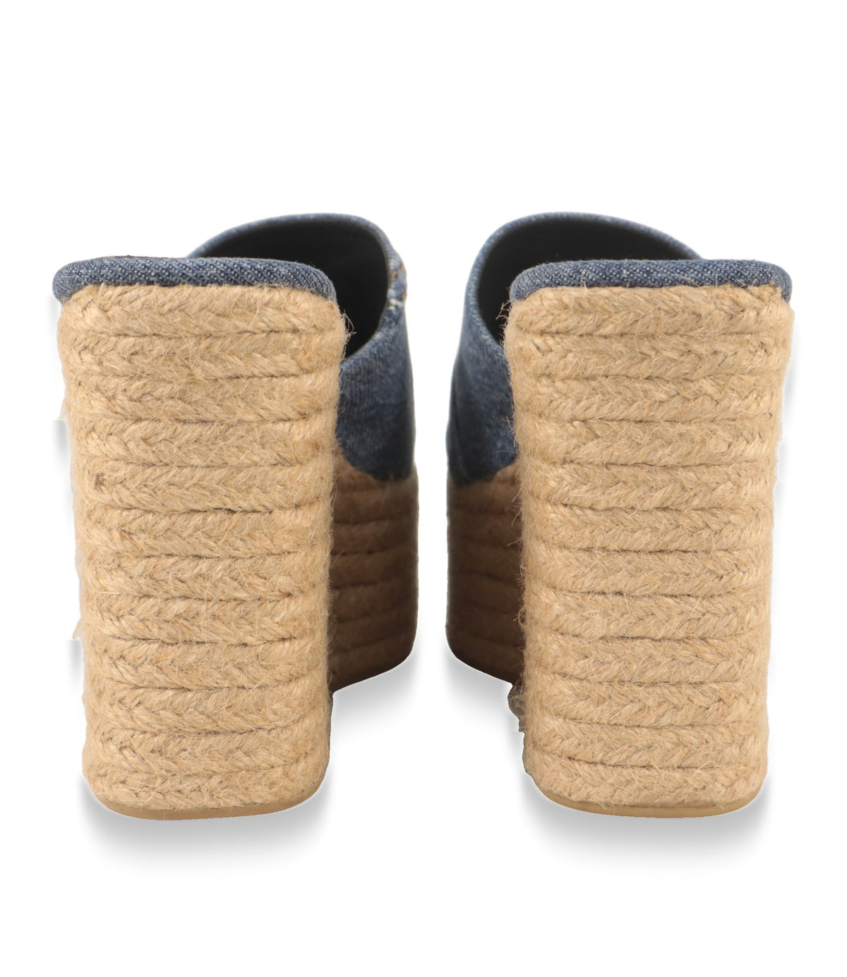 Dolce & Gabbana Plateau-Sandalen Rückansicht mit hohem Keilabsatz in Espadrille-Flechtung