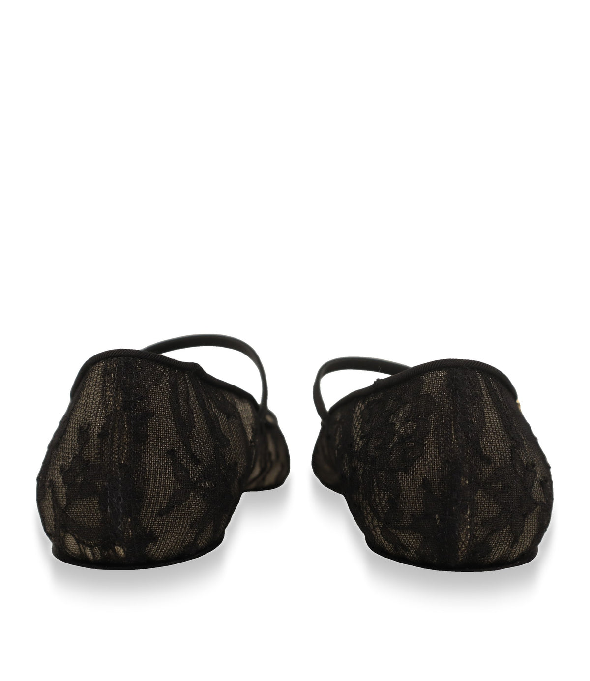Rückansicht der Dolce & Gabbana Ballerinas aus Spitze mit flacher Ledersohle