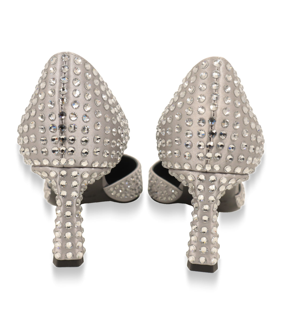 Kristallbesetzte Fersenpartie und Absatz der Sergio Rossi High Heels in Silber