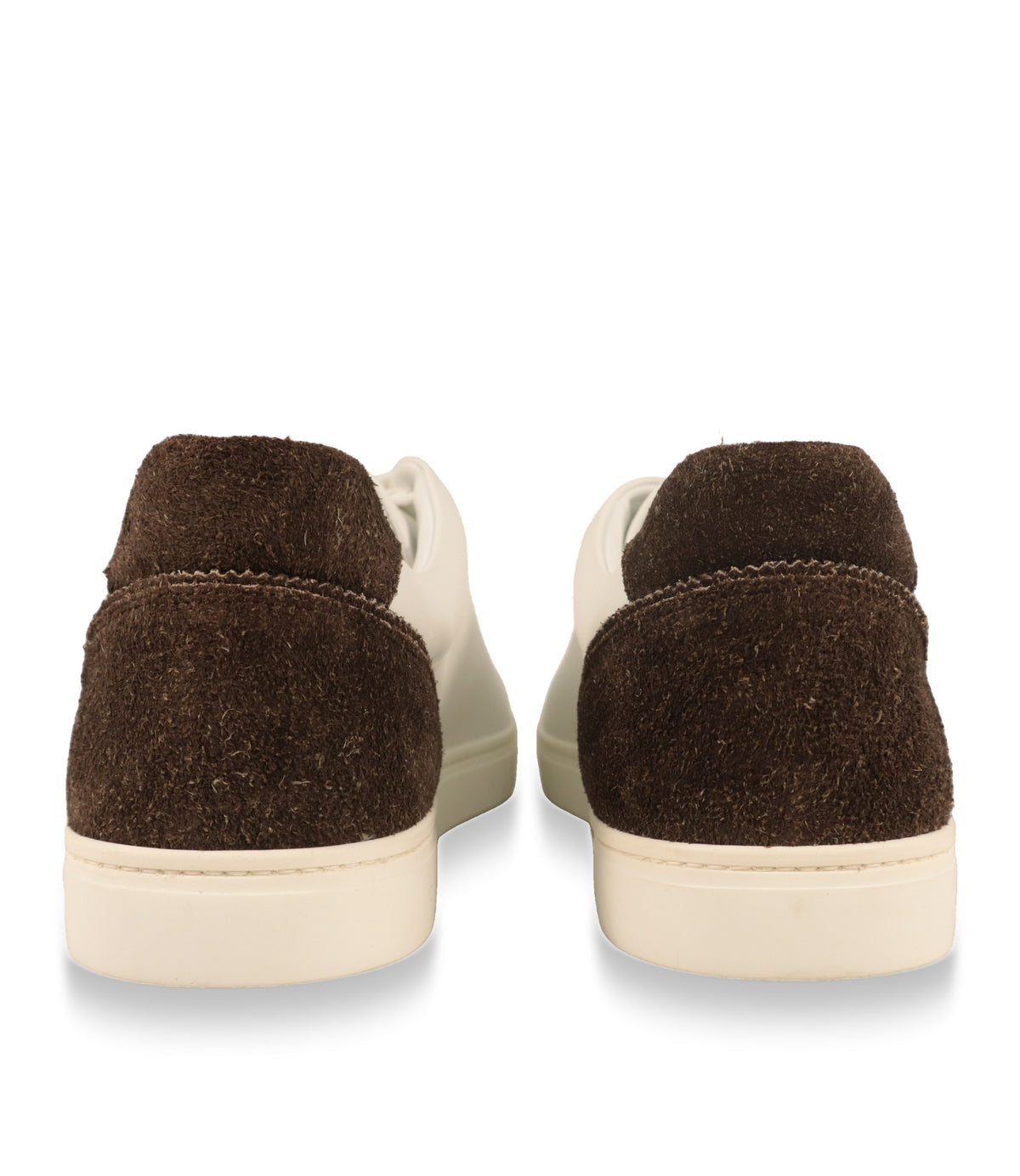 Ferse der Dolce & Gabbana Sneaker aus braunem Veloursleder mit weißer Laufsohle