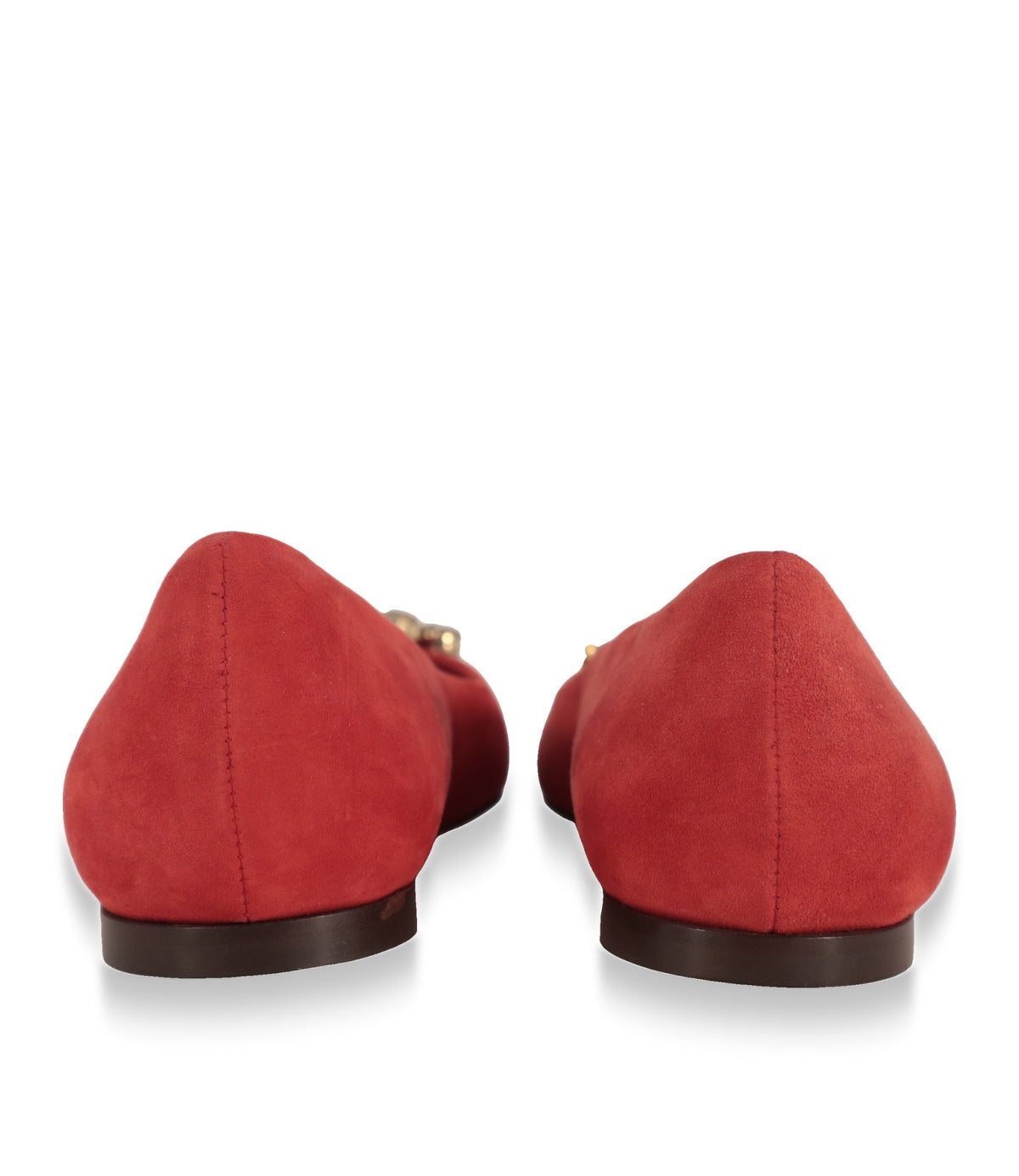 Rückansicht der roten Dolce & Gabbana Ballerinas mit Lederrahmen