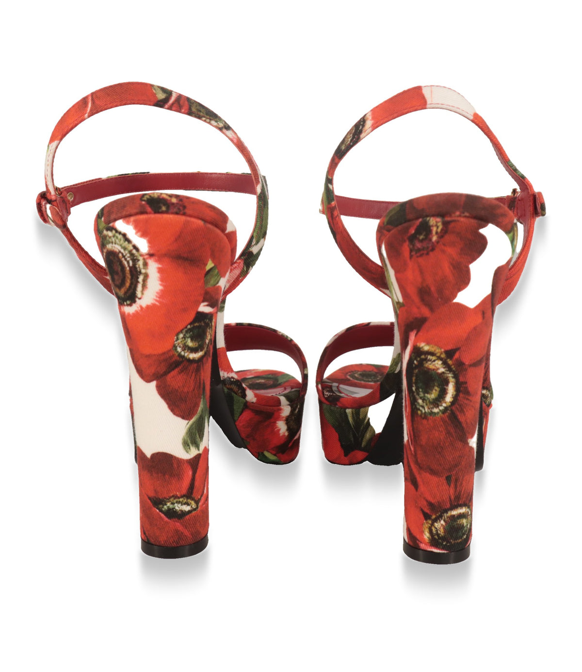 Dolce & Gabbana Plateau-Sandalen von hinten mit hohem Blockabsatz im Anemonen-Design
