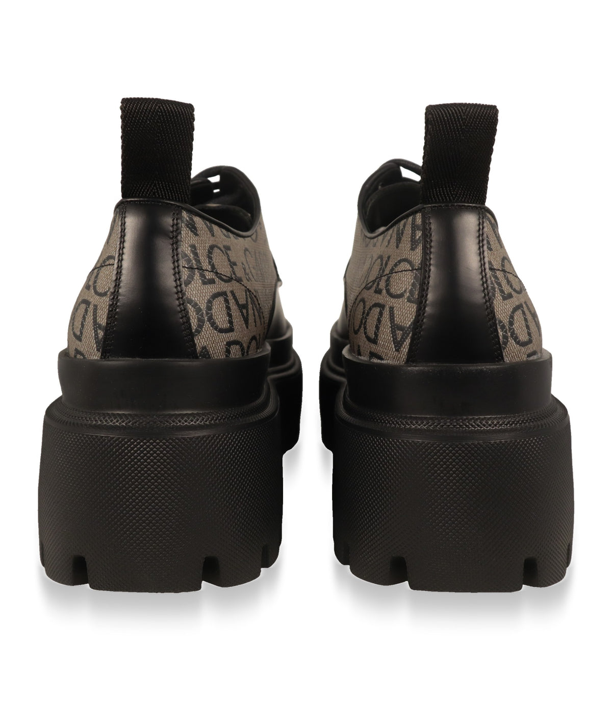 Dolce & Gabbana Derby Schuhe von hinten mit Logo-Jacquard an der Ferse und Stollensohle