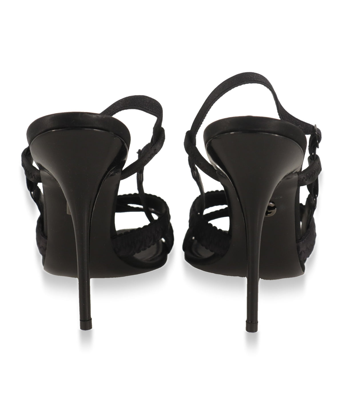 Schwarze Sandaletten von Dolce & Gabbana, Rückansicht mit Fersenriemen