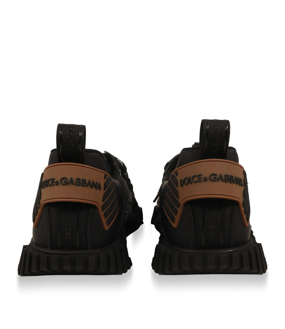 Dolce & Gabbana Sneaker Fersenansicht mit braunem Logo-Patch