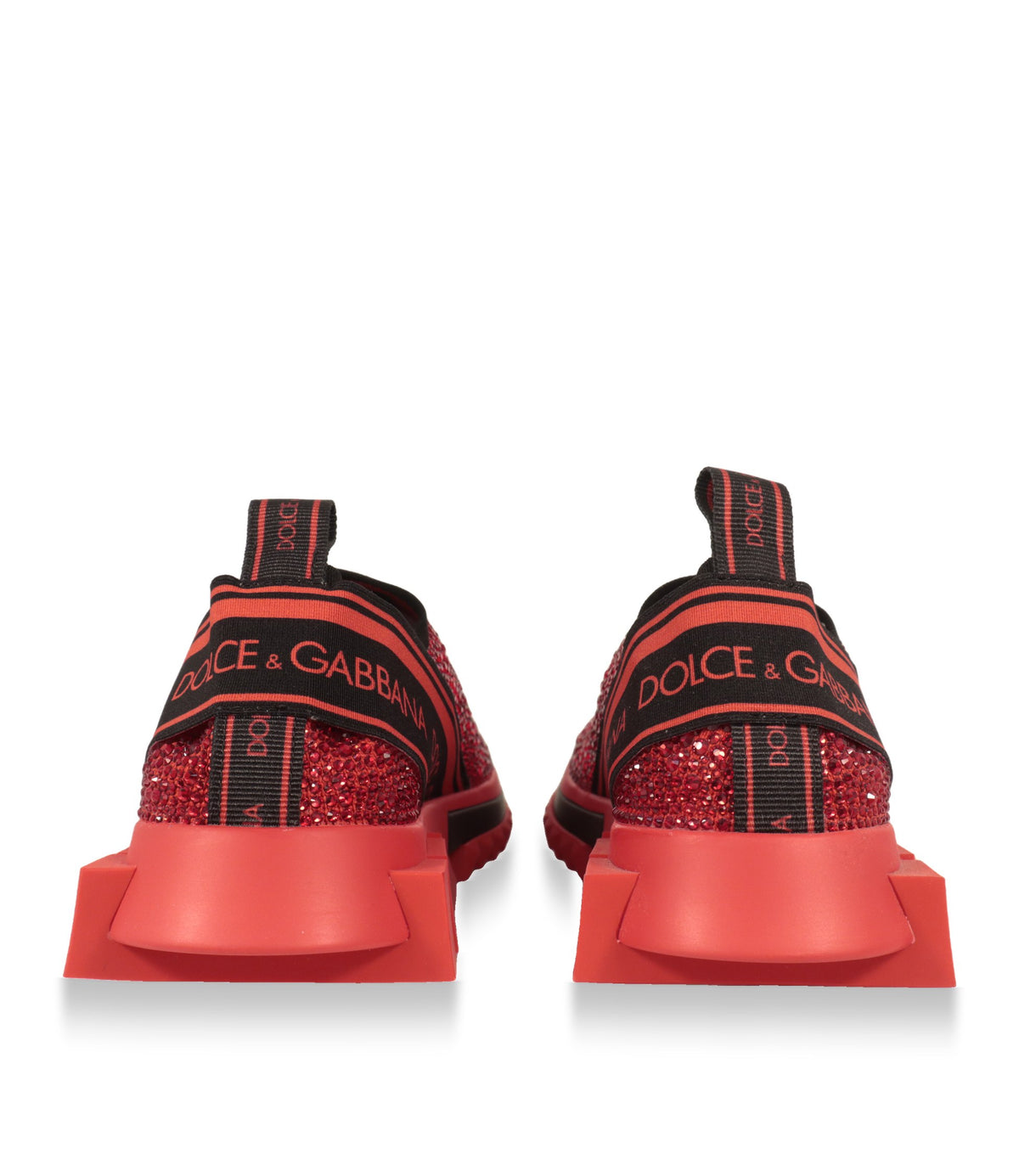 Dolce & Gabbana Sneaker in Rot und Schwarz mit Logoband, Rückansicht