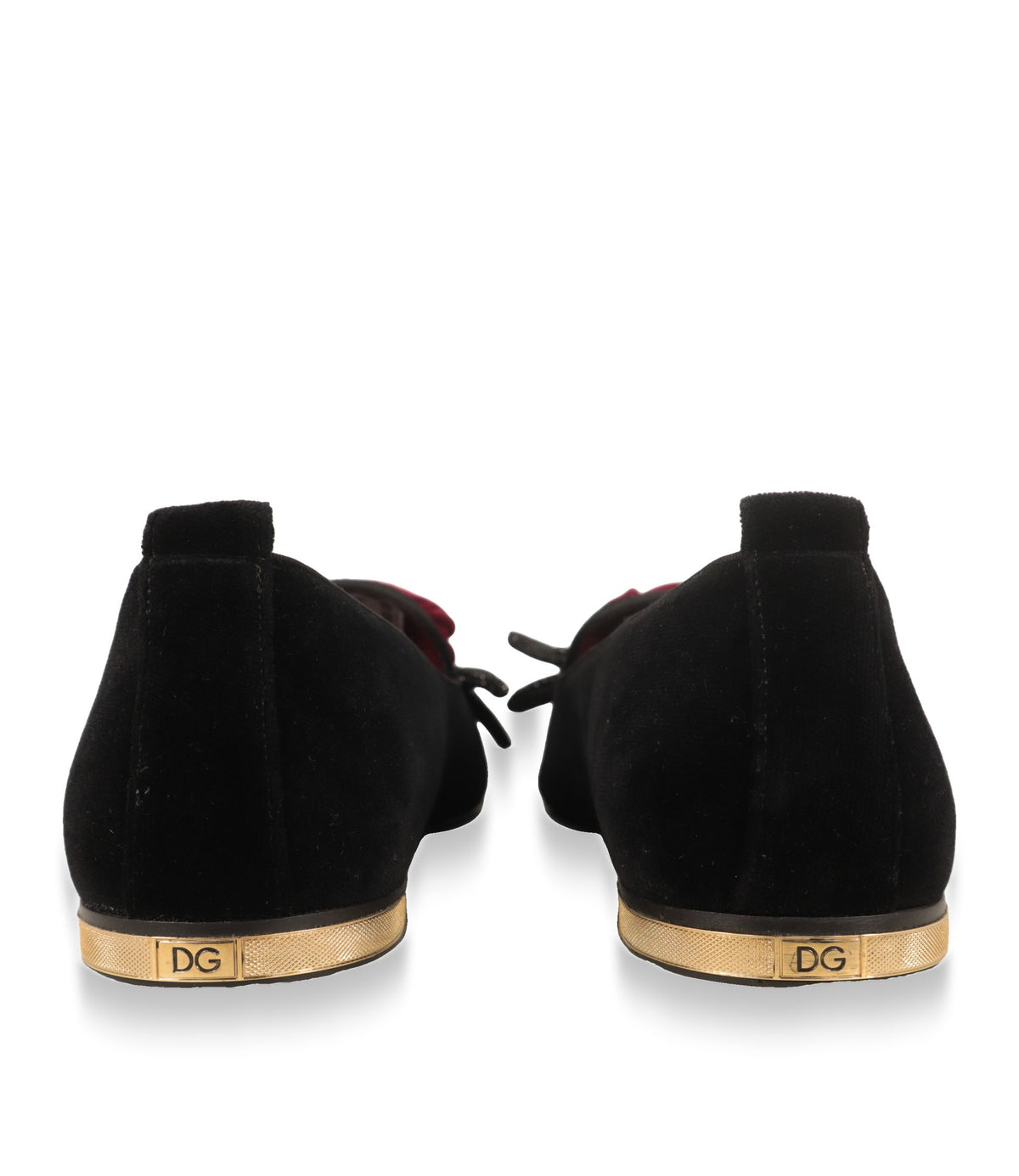 Dolce & Gabbana Slipper Rückansicht mit goldfarbener Metallspange und DG-Logo