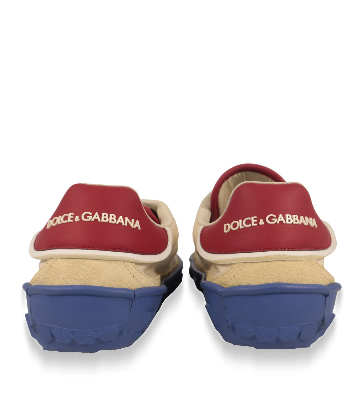 Dolce & Gabbana Sneaker Rückansicht mit rotem Fersenbereich und Logo-Schriftzug