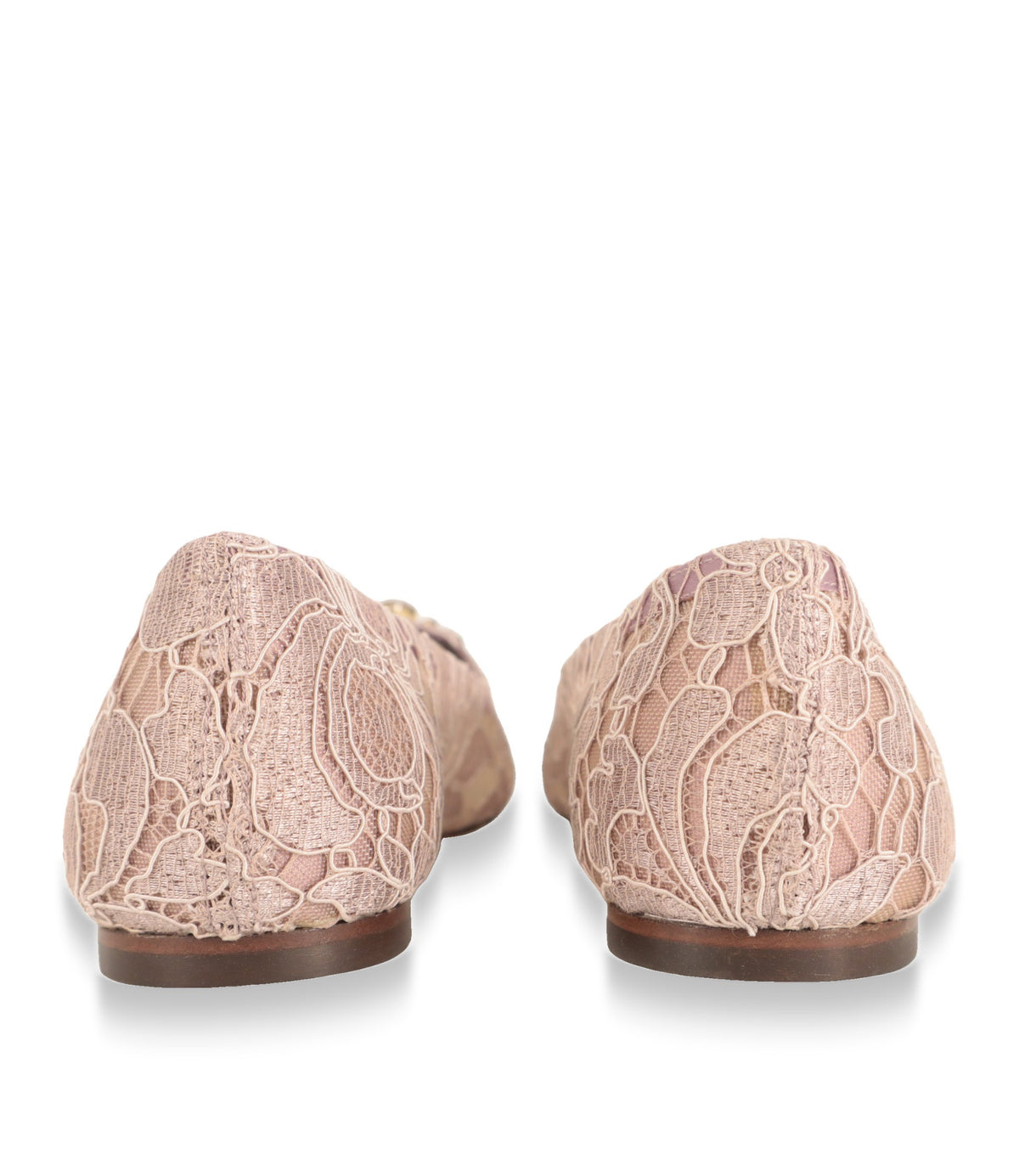 Dolce & Gabbana Ballerinas Rückansicht mit Spitzenbesatz und flachem Lederabsatz
