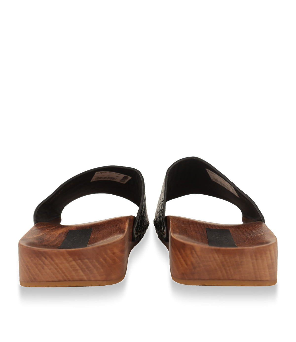 Dolce & Gabbana Pantoletten Rückansicht mit Holzsohle und Gummilaufsohle