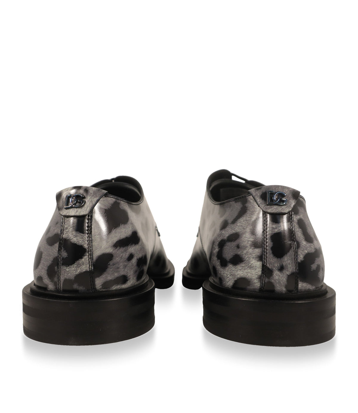 Dolce & Gabbana Derby Schuhe Fersenansicht mit metallener DG-Plakette