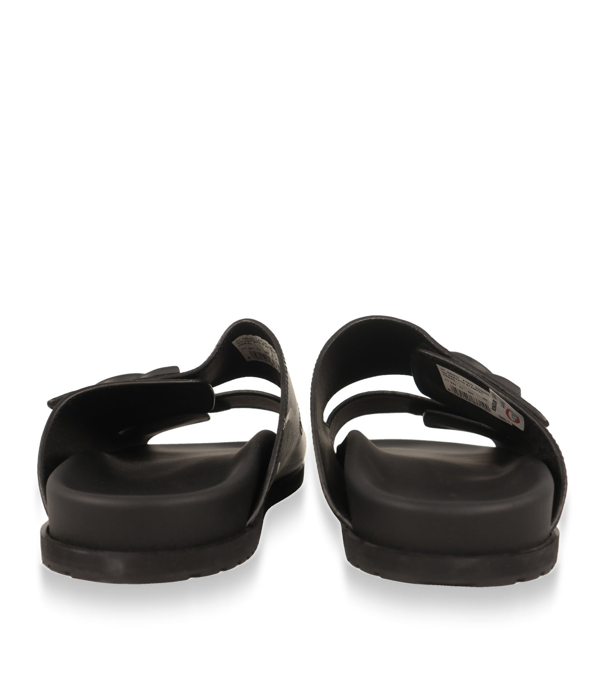 Dolce & Gabbana Pantoletten mit schwarzer Gummisohle und Etikett, Rückansicht