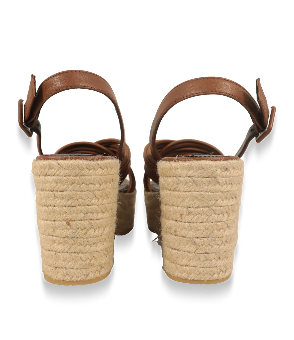 Sergio Rossi Plateau-Sandalen von hinten mit Fersenriemen und juteumwickeltem Blockabsatz