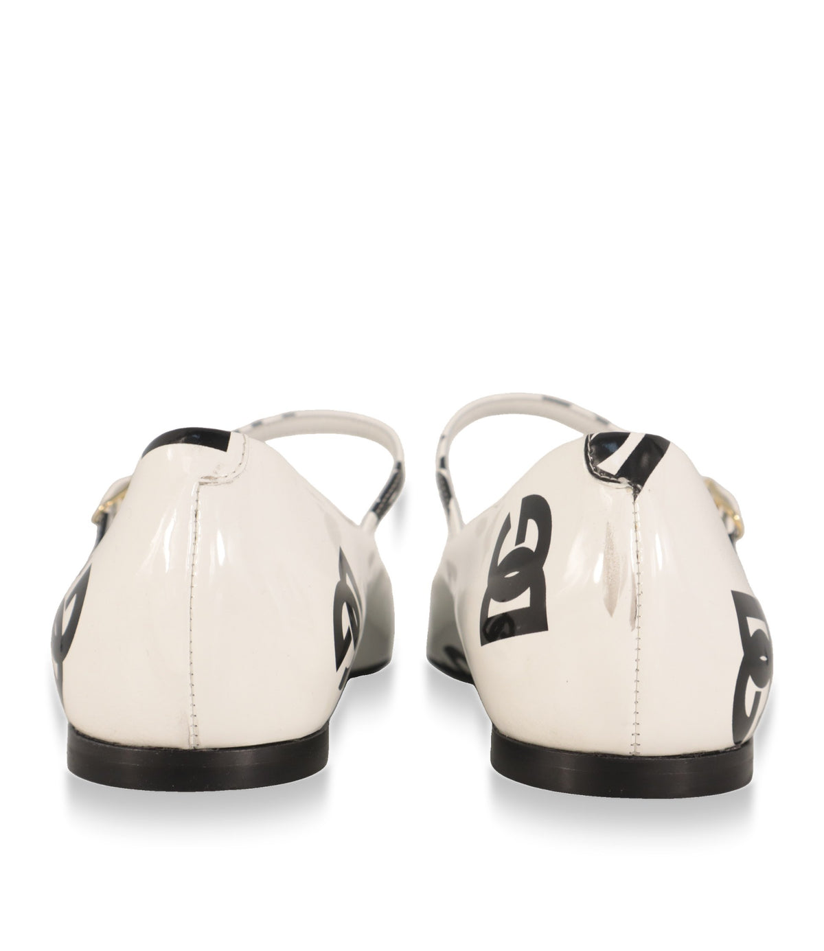 Dolce & Gabbana Ballerinas Rückansicht mit Logoprint und schwarzer Laufsohle