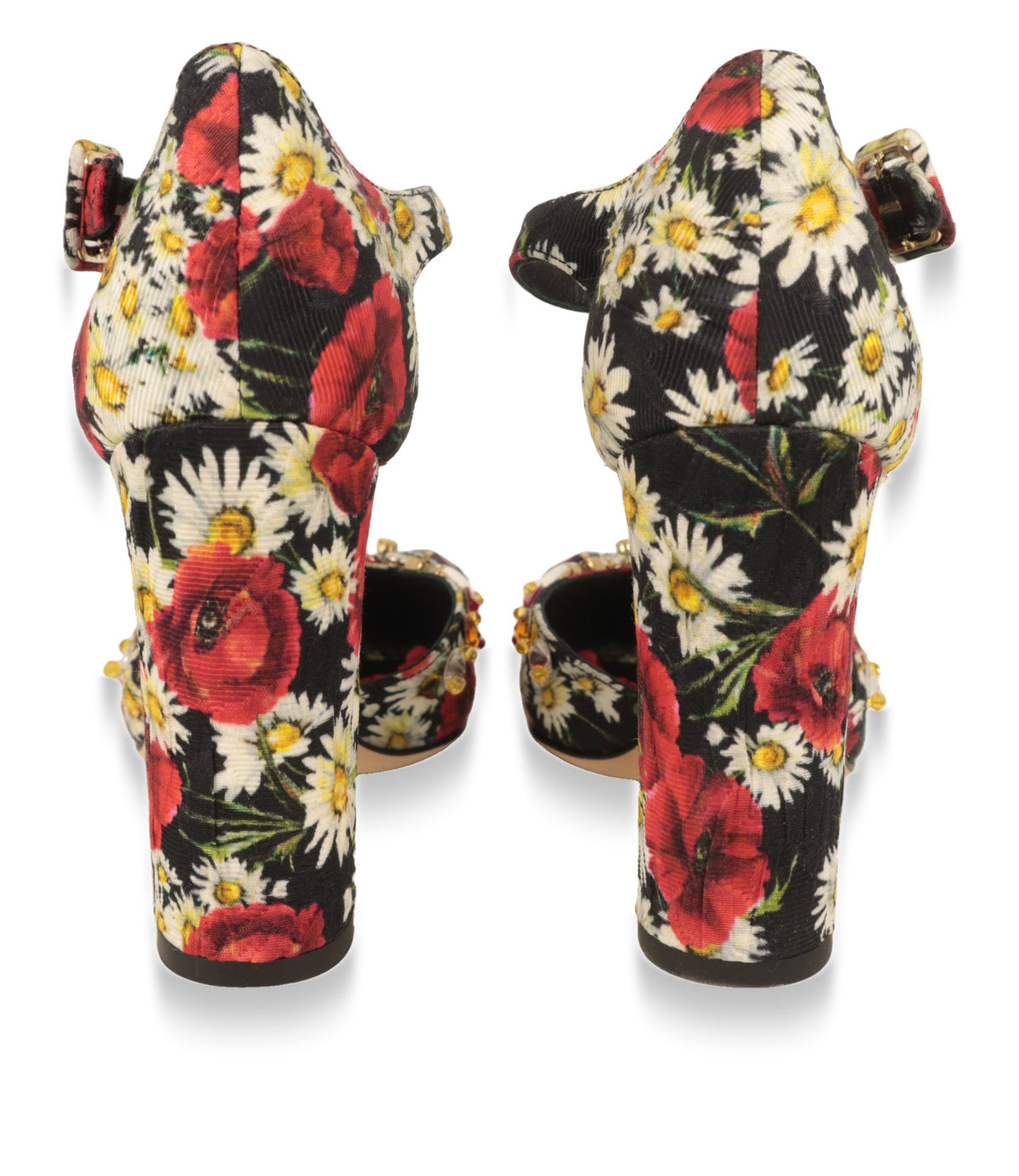 Dolce & Gabbana Absatzschuhe mit floralem Brokat in der Rückansicht