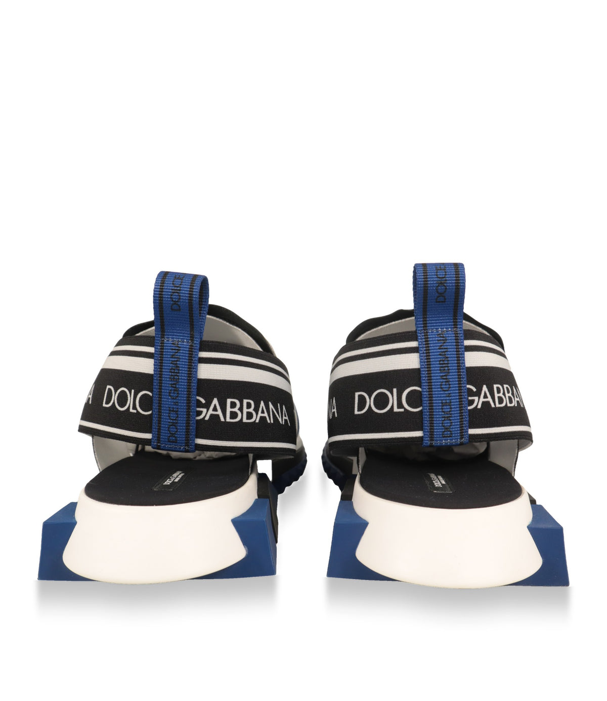 Dolce & Gabbana Sneaker von hinten mit Logo-Fersenband und blau-weißer Gummisohle