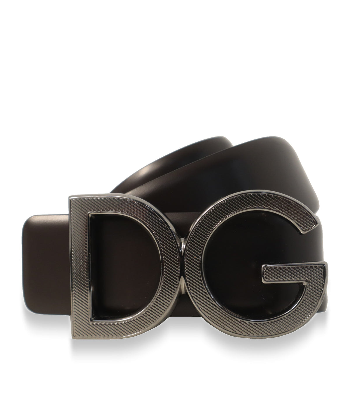 Dolce & Gabbana Gürtel gerollt mit markanter DG-Schnalle aus Metall in Palladium-Optik