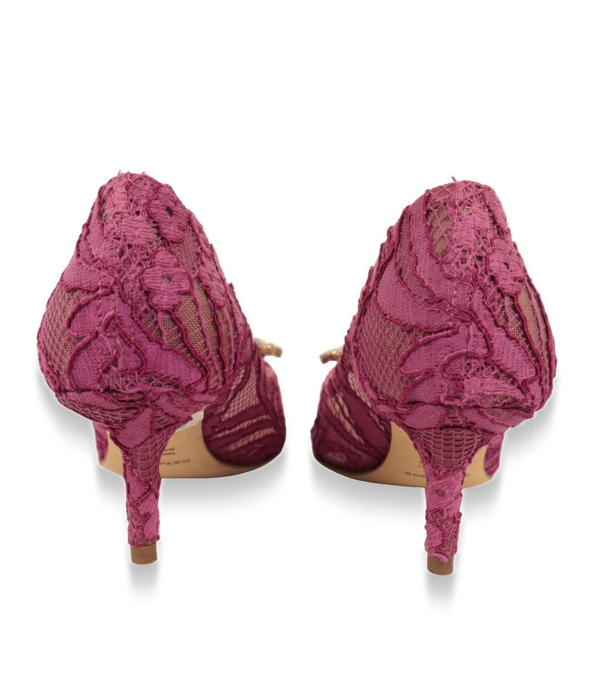 Dolce & Gabbana Pumps Rückansicht mit floraler Spitze und schmalem Absatz