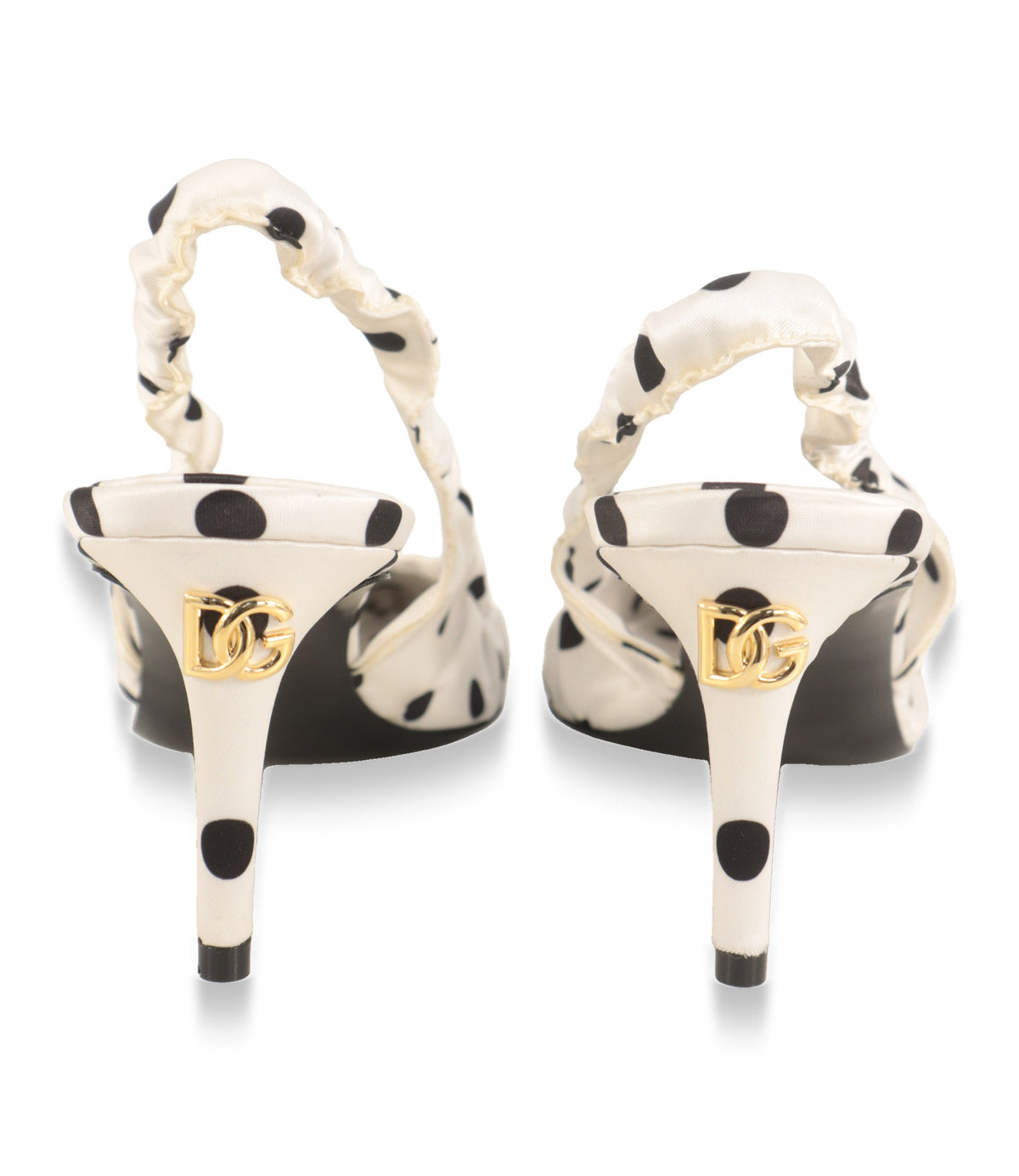 Dolce & Gabbana Slingback Pumps von hinten mit goldfarbenem DG-Logo am Absatz