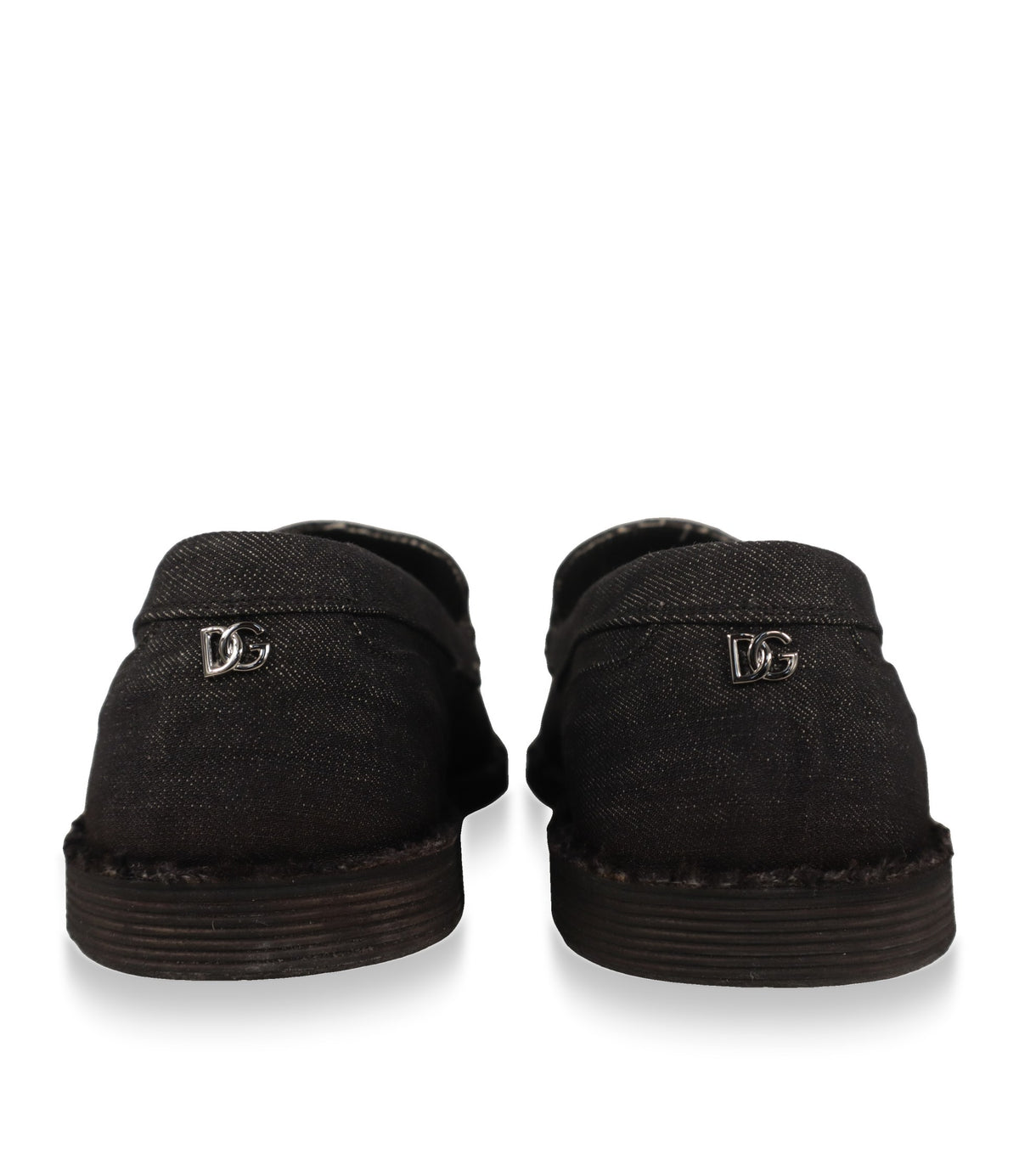 Dolce & Gabbana Loafer Rückansicht mit silberfarbenem DG-Logo am Fersenblatt