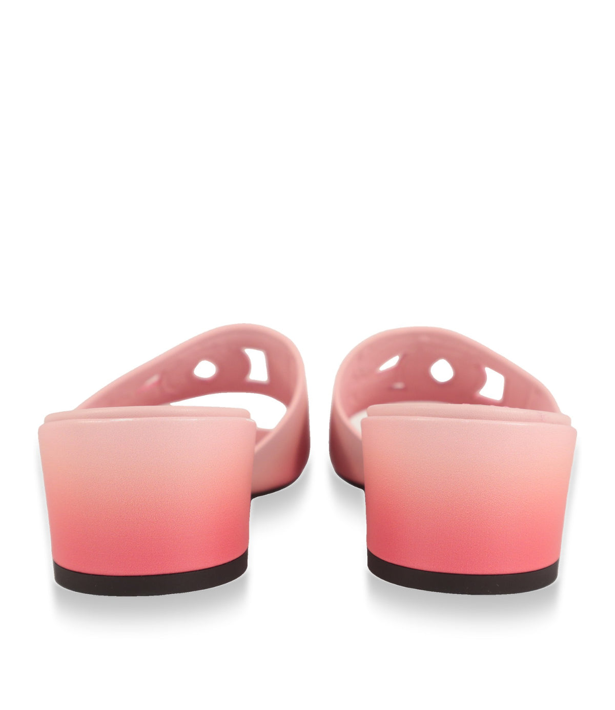Dolce & Gabbana Mules Rosa, Rückansicht der Blockabsätze mit Farbverlauf