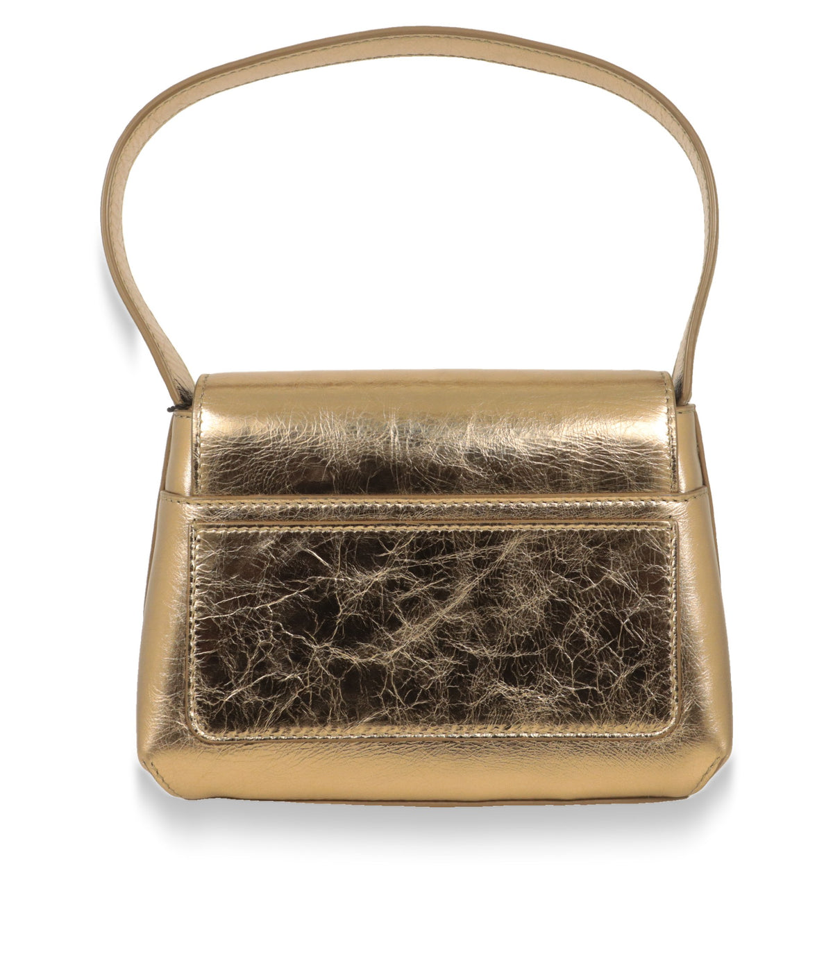 Rückansicht der Dolce & Gabbana Schultertasche in Gold mit Überschlagklappe