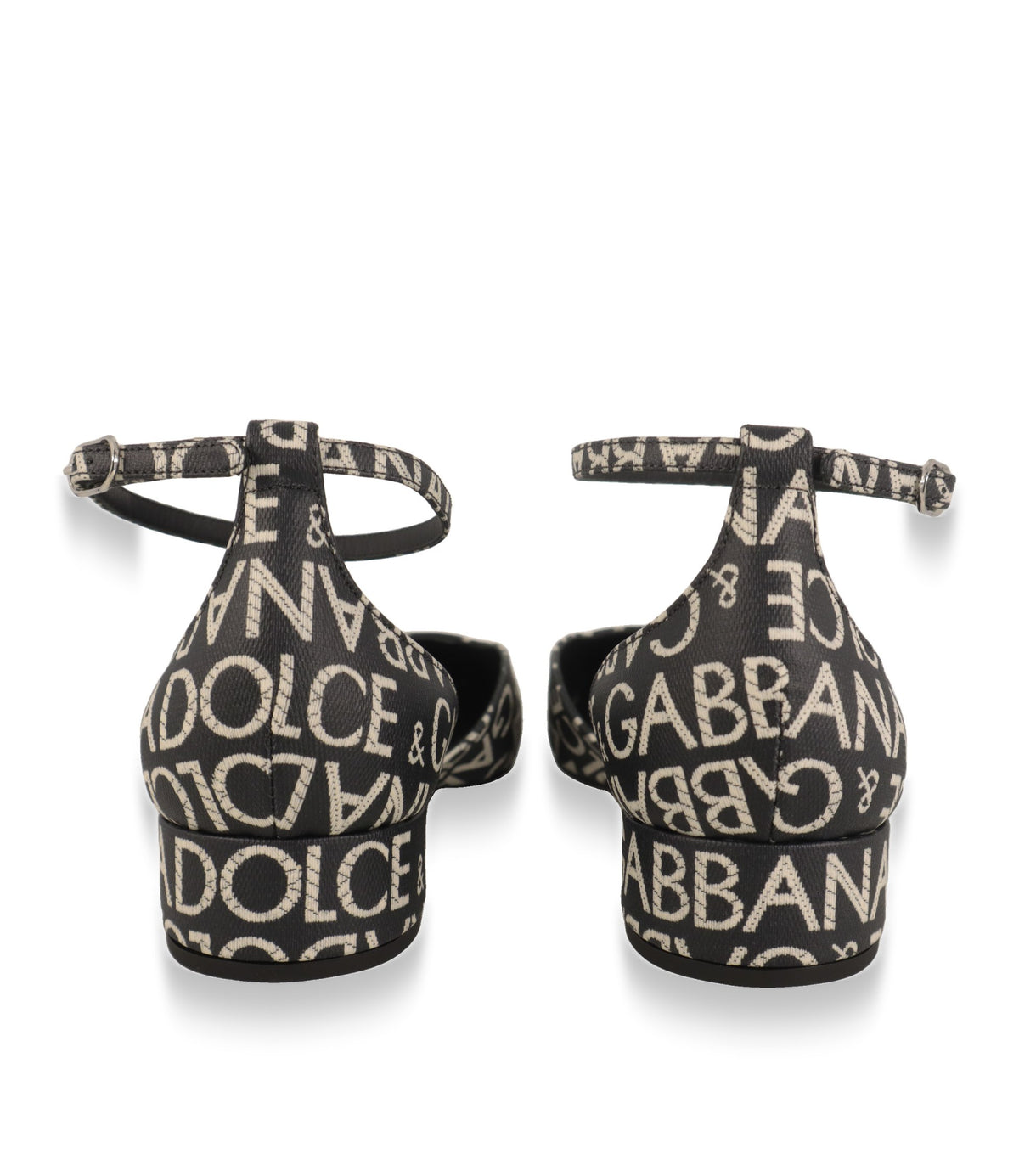Dolce & Gabbana Mary Jane Schuhe Rückansicht mit Logo-Dessin am Absatz