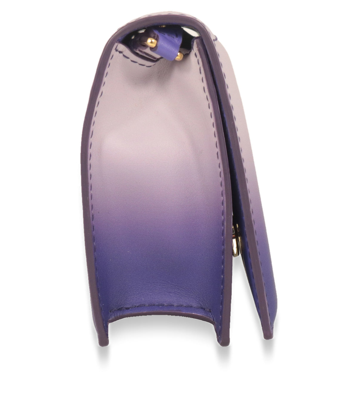 Dolce & Gabbana Umhängetasche Violett, Seitenansicht mit Lederverarbeitung und Klappe