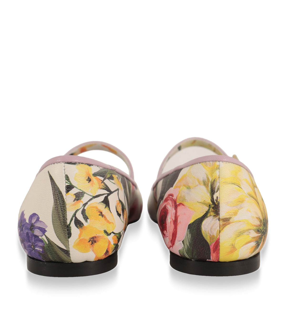 Dolce & Gabbana Ballerinas Rückansicht mit floralem Druck und flacher Ledersohle