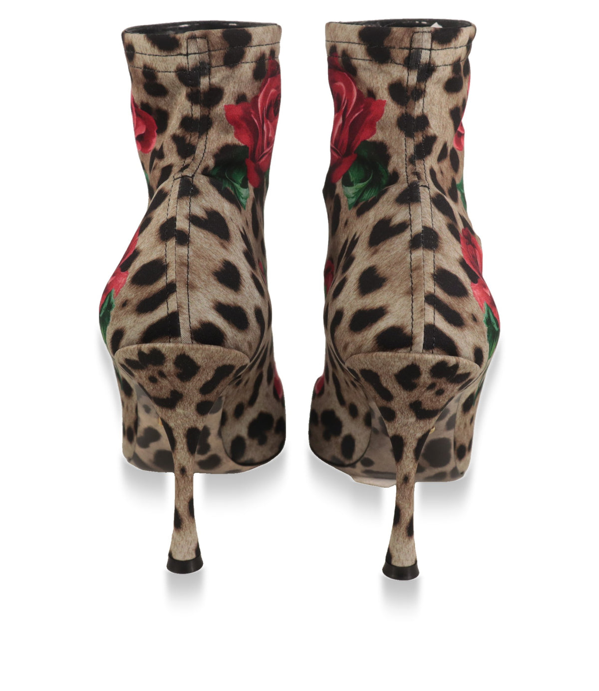 Dolce & Gabbana Stiefeletten Rückansicht mit hohem Stiletto-Absatz im Leopardendessin