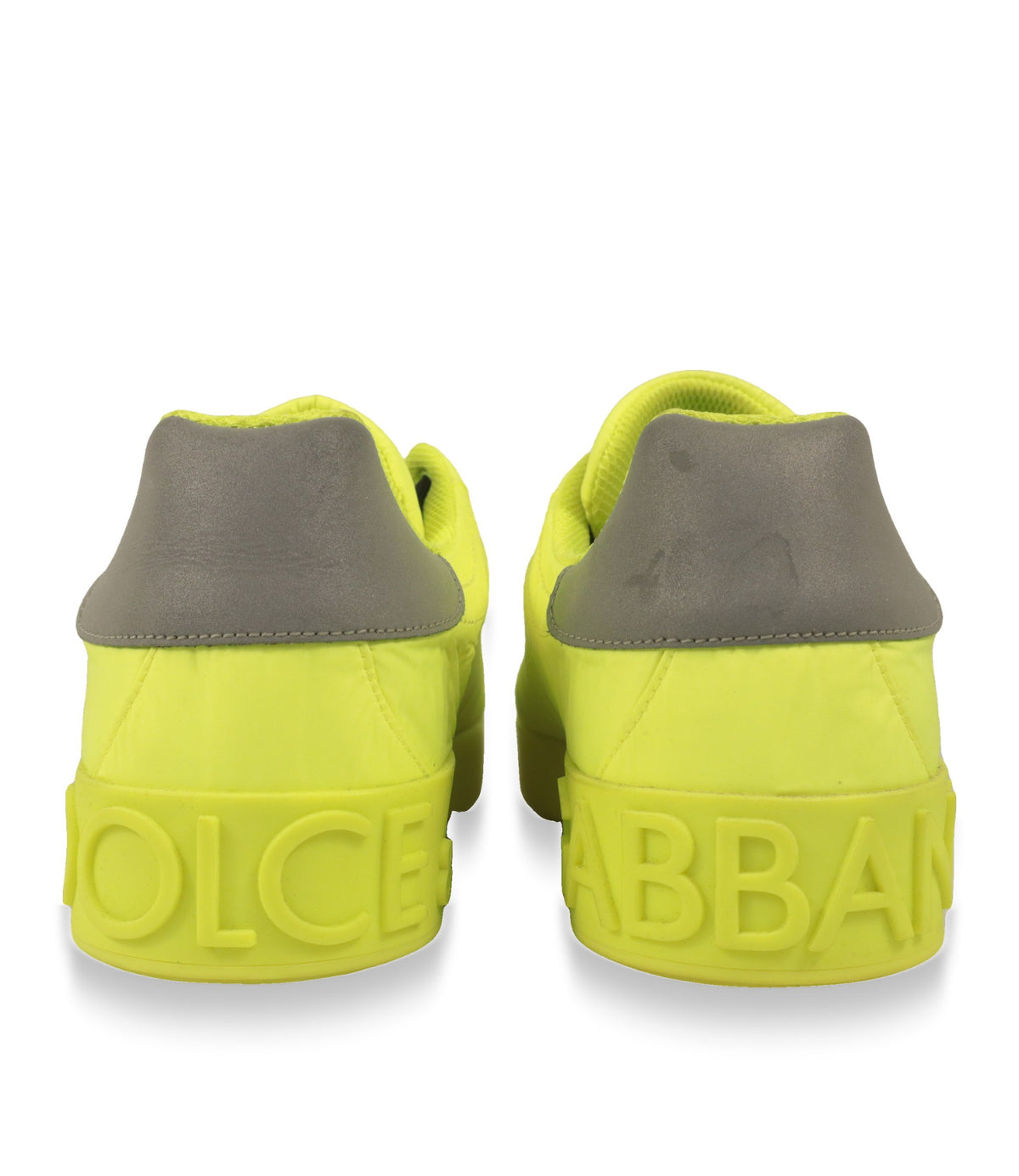Dolce & Gabbana Sneaker – Rückansicht mit grauer Fersenkappe und Logo-Sohle