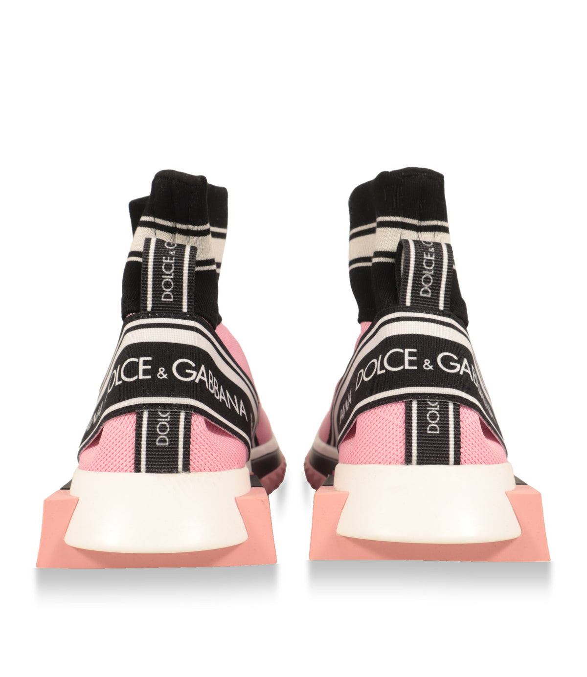 Dolce & Gabbana High-Top Sneaker Rückansicht mit Logoband und weiß-rosa Sohle