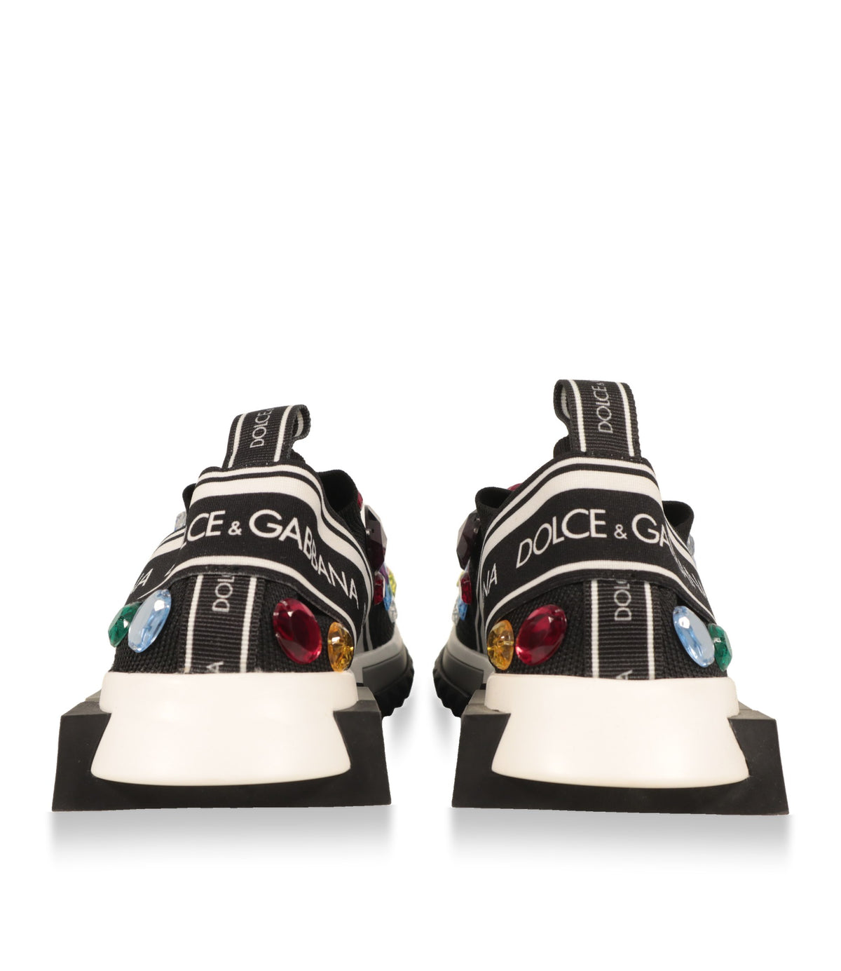 Dolce & Gabbana Sneaker Rückansicht mit Logo-Streifenband und weißer Gummisohle