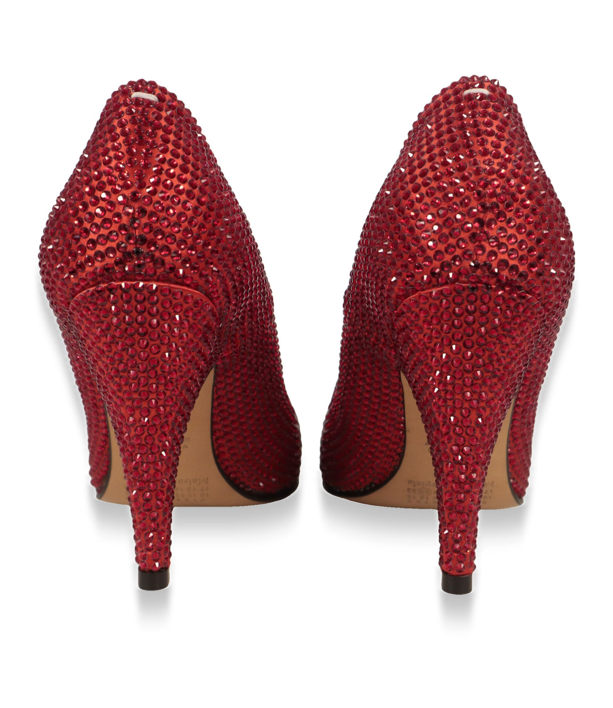 Rote Kristall-Pumps von Maison Margiela, Rückansicht mit Stiletto-Absatz