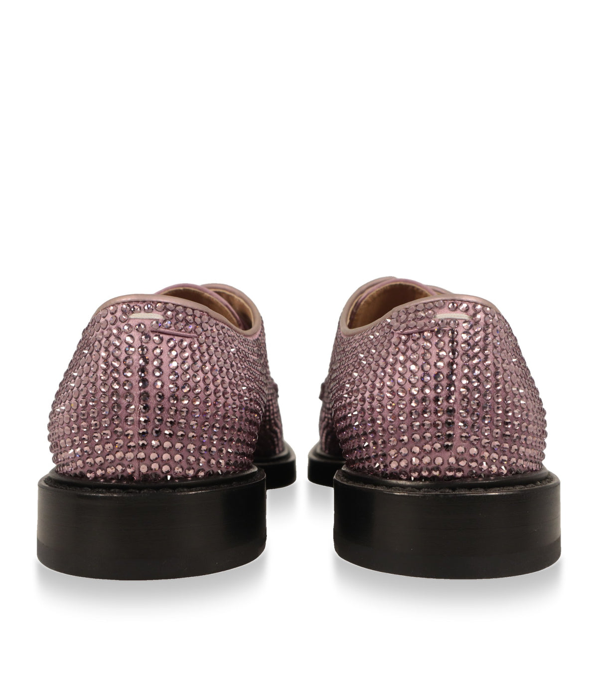 Kristallbesetzte Derby Schuhe in Rosa von Maison Margiela, Fersenansicht