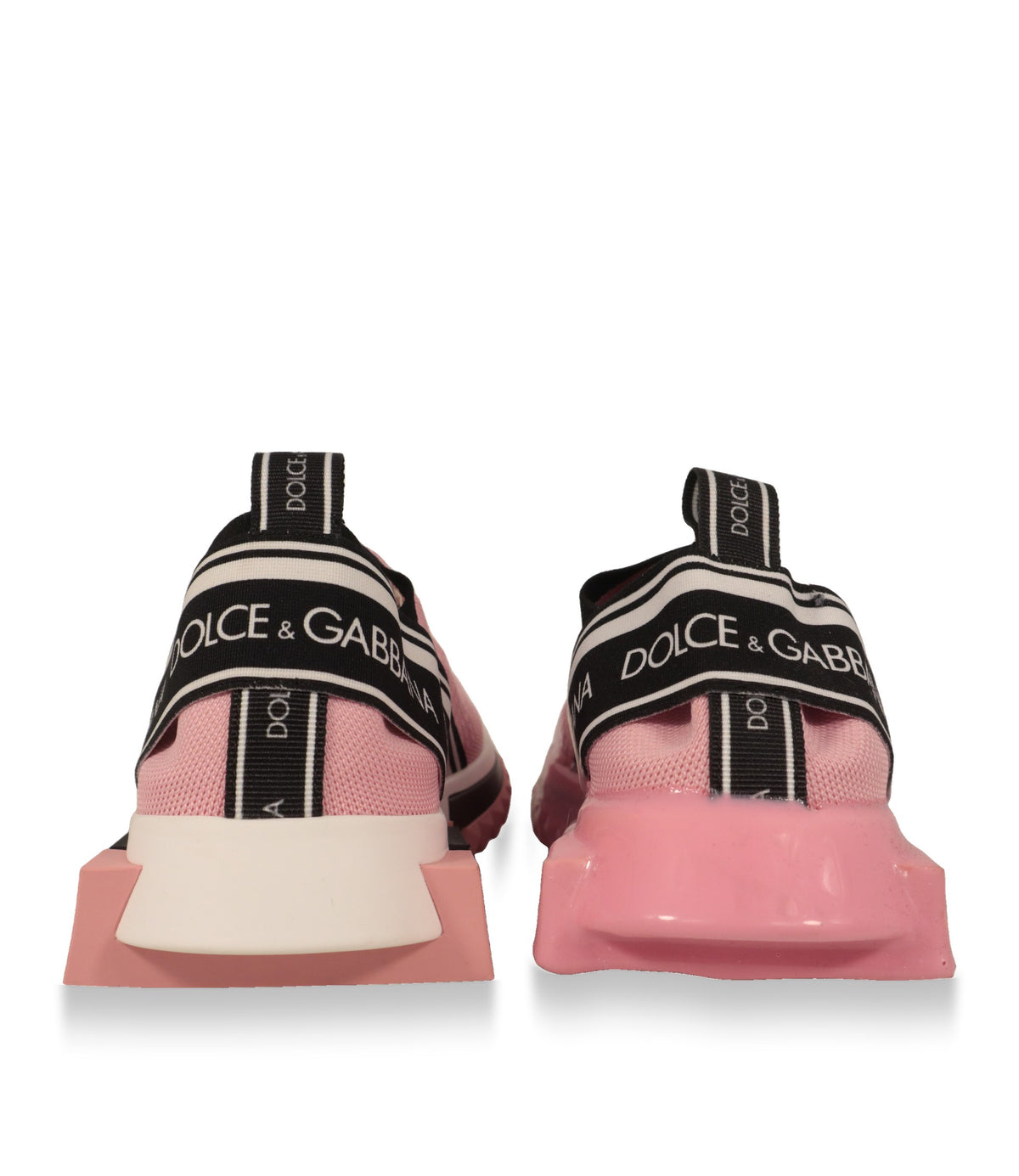 Dolce & Gabbana Damen Sneaker Rosa mit Logo-Zuglaschen, Rückansicht