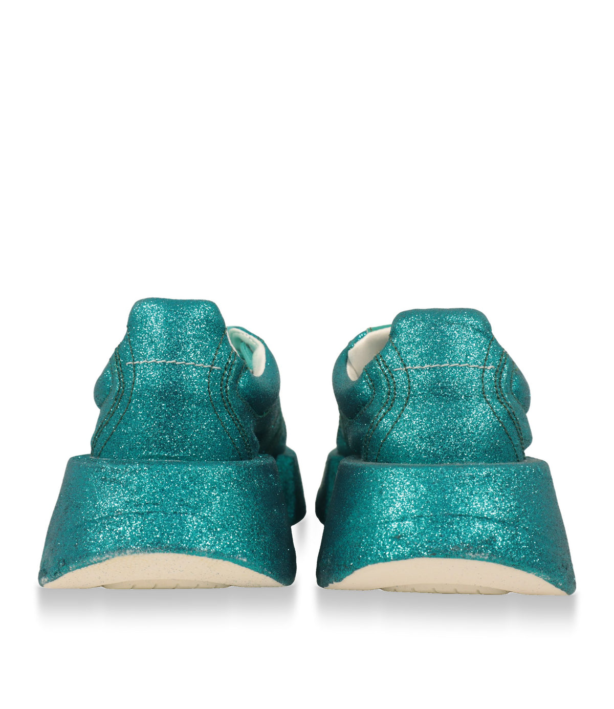 Maison Margiela Glitzer-Sneaker Türkis von hinten mit skulpturaler Plateausohle