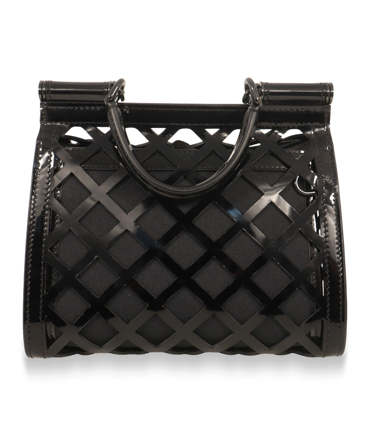 Rückansicht der Dolce & Gabbana Schultertasche Schwarz mit gerollter Trageschlaufe