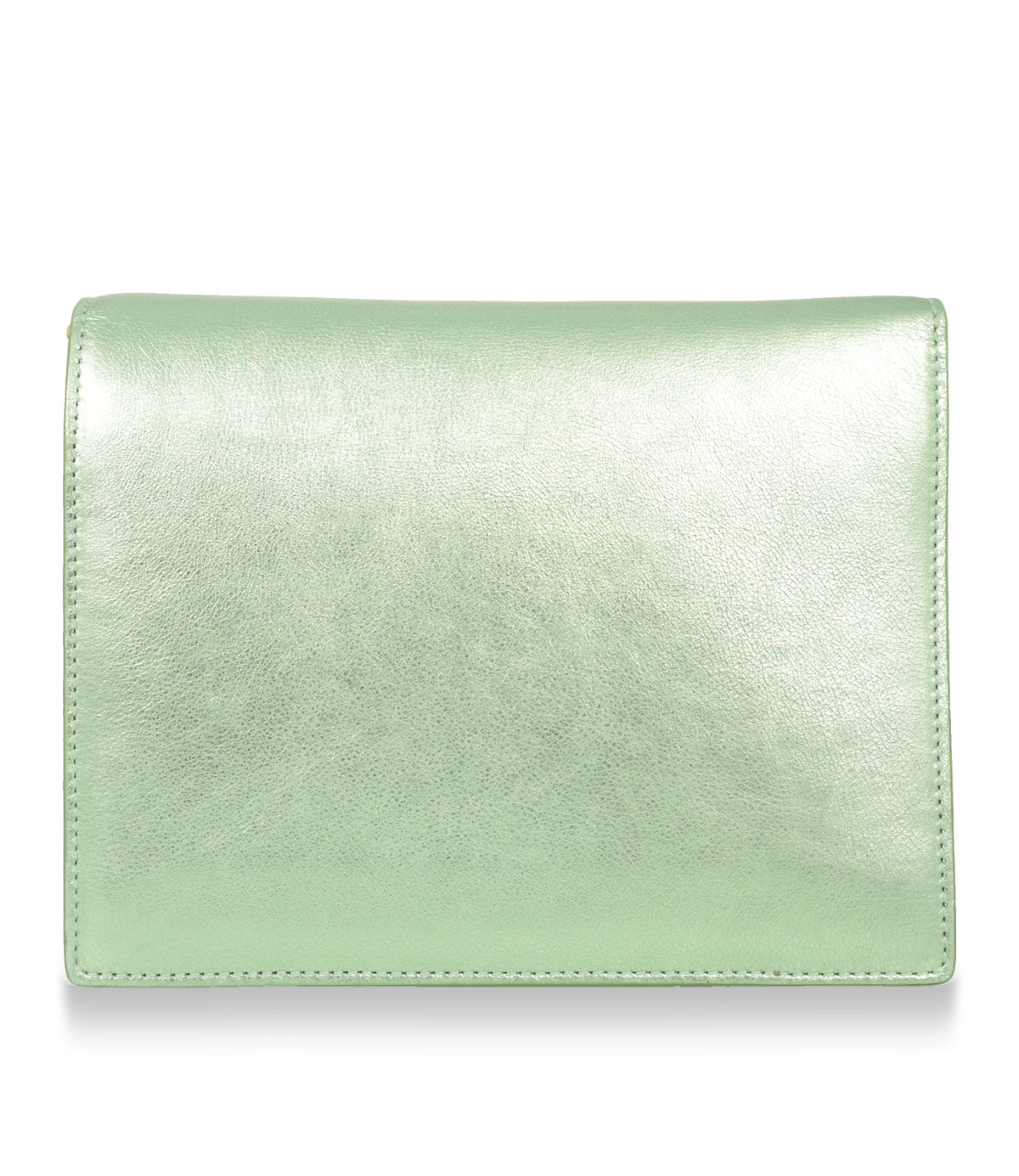 Dolce & Gabbana Umhängetasche Mintgrün Rückansicht aus glattem Metallic-Leder