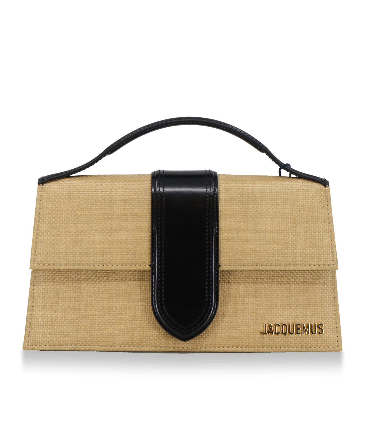 Jacquemus Raffia Handtasche Beige Schwarz mit Lederhenkel Designer Tasche