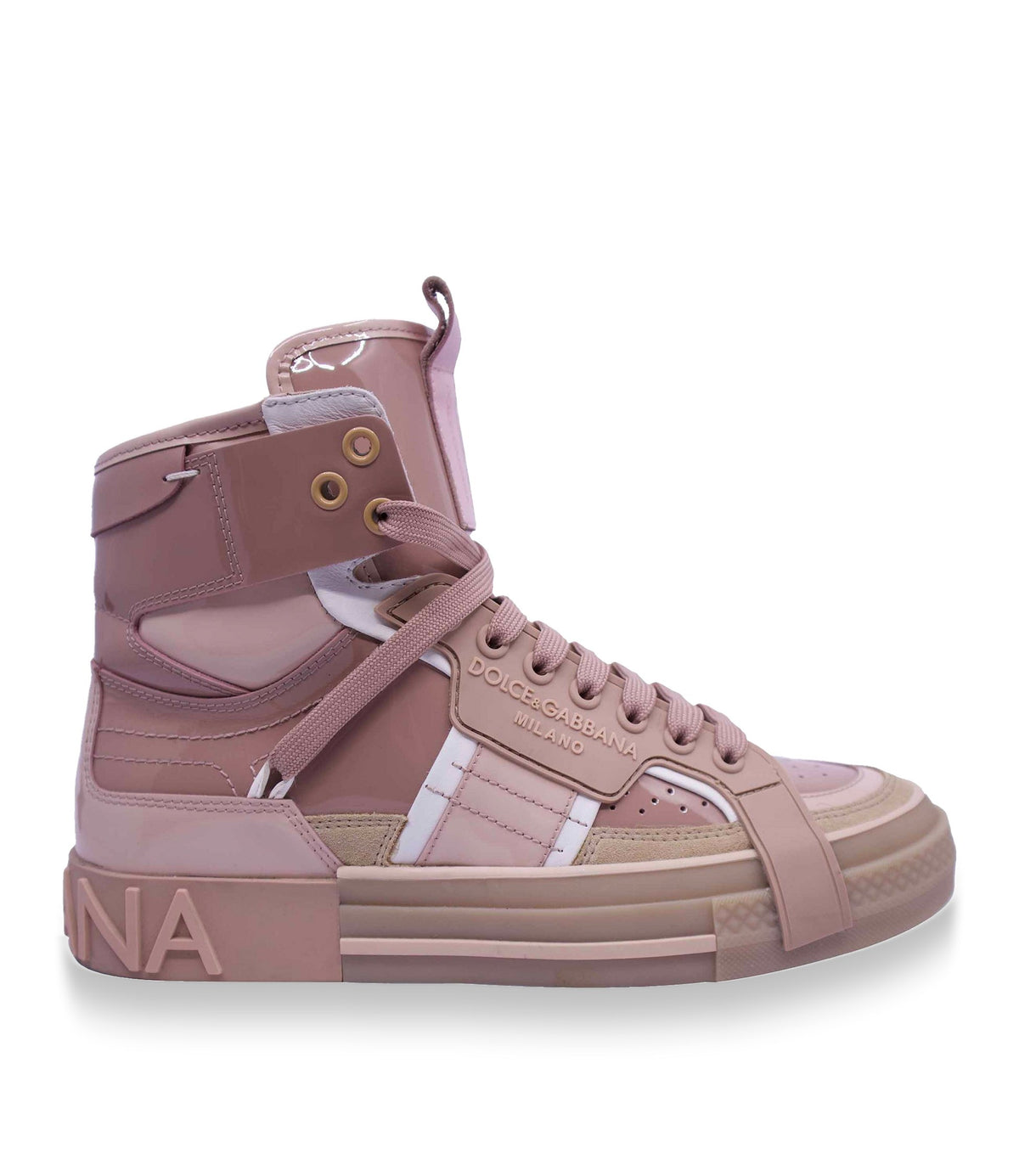 Dolce & Gabbana High-Top Sneaker in Rosé mit Logo und Gummisohle Größe 39