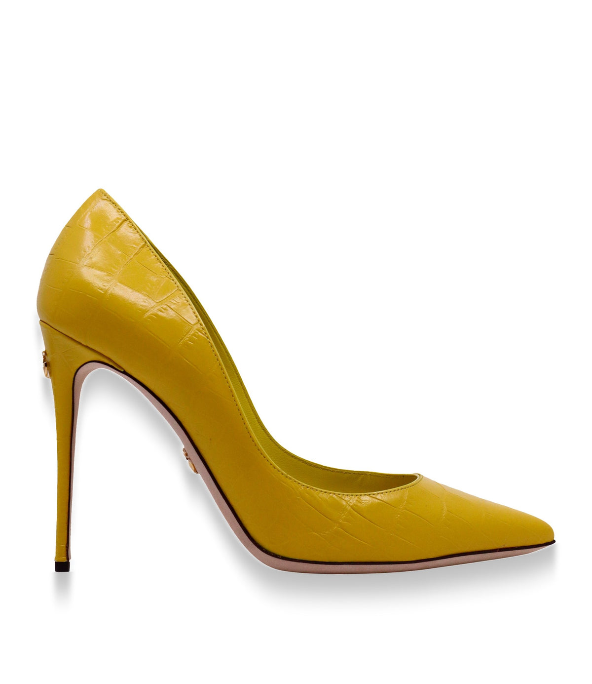 Dolce & Gabbana High Heels Größe 38 in Gelb mit Kroko-Prägung und Stiletto-Absatz