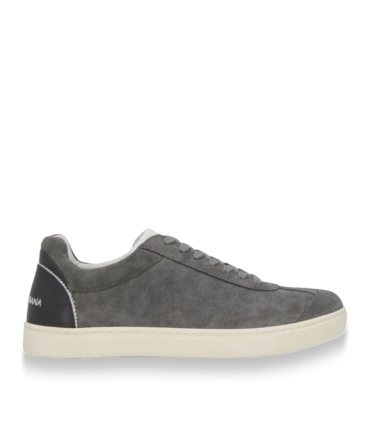 Grauer Dolce & Gabbana Sneaker aus Veloursleder mit heller Sohle und schwarzem Fersenlogo
